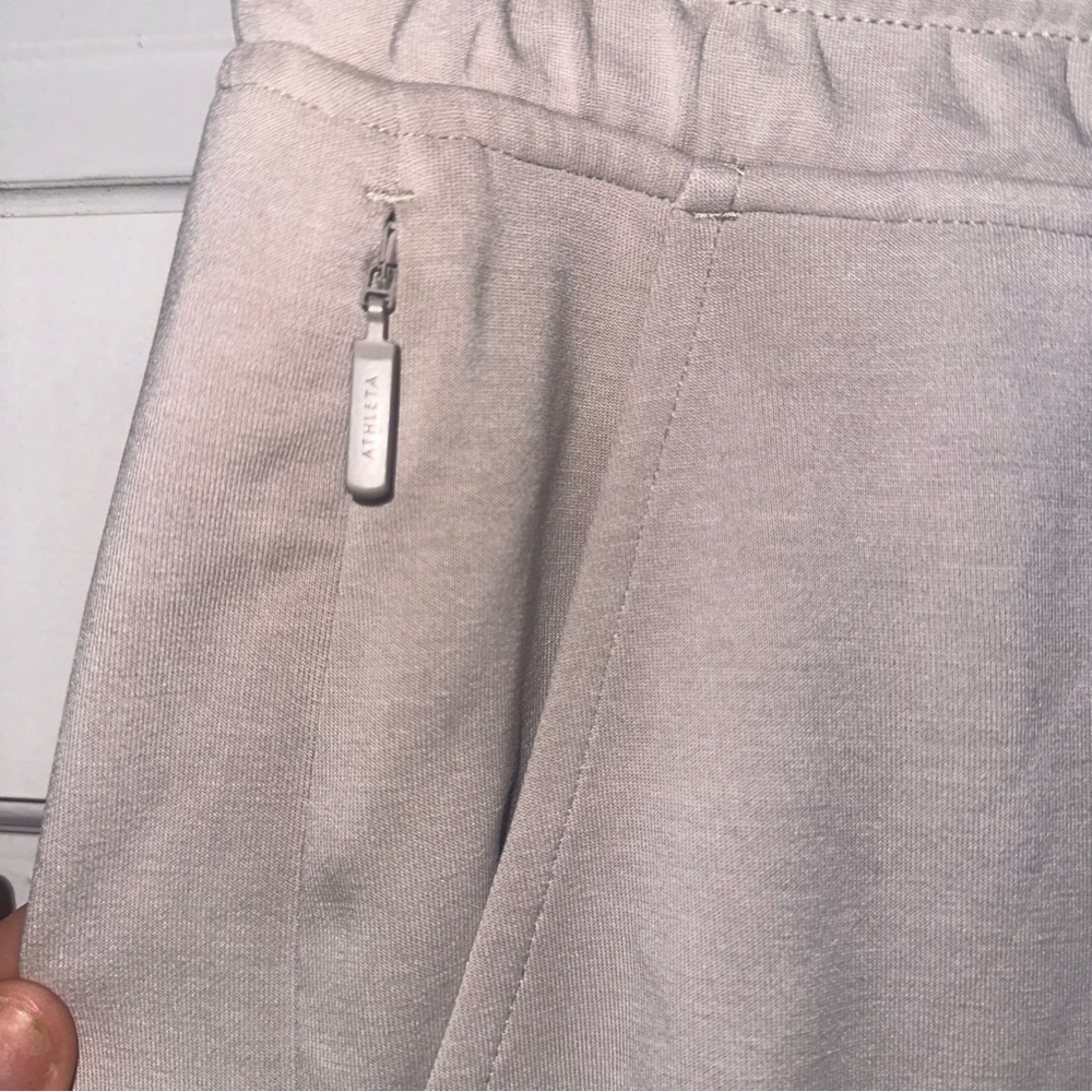 Athleta Seasoft Mid Rise Straight Crop Pants Beige Tan Size M Soft Lounge - Picture 3 of 8